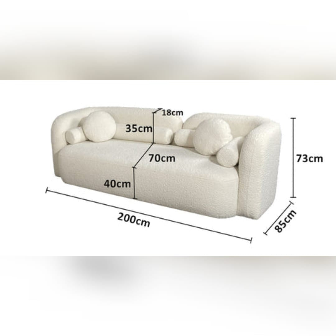 Modern 3 Seater Sofa Boucle Fabric