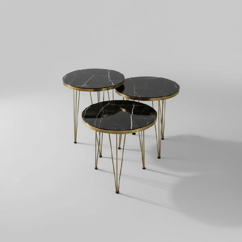 Set of 3 Nesting Table Black
