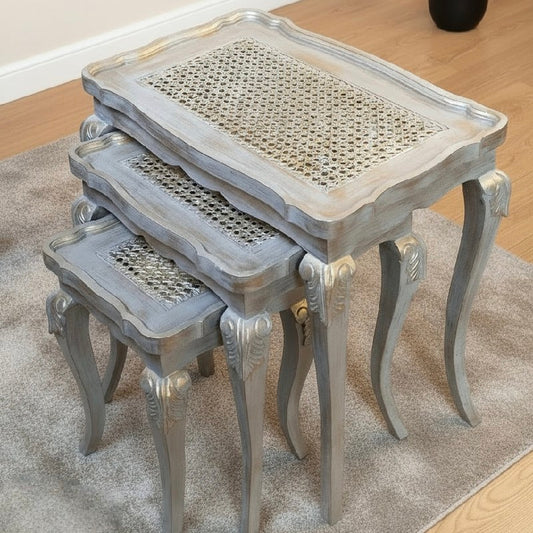 Cane Set Of 3 Nesting Table