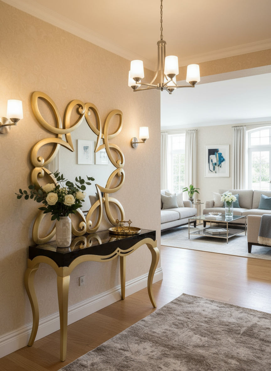 Lavish Mirror Console Golden