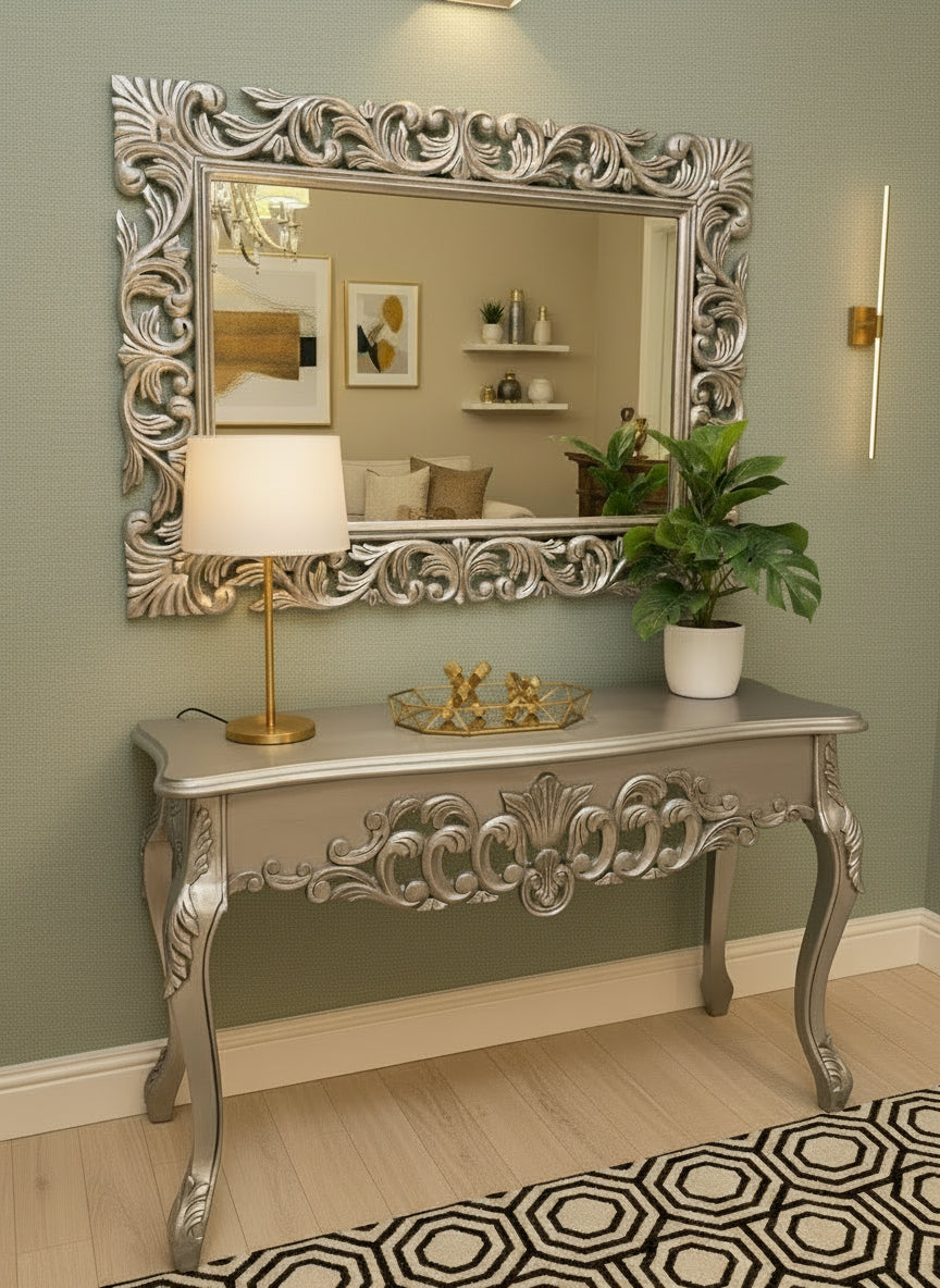 Abba Silver Mirror Console