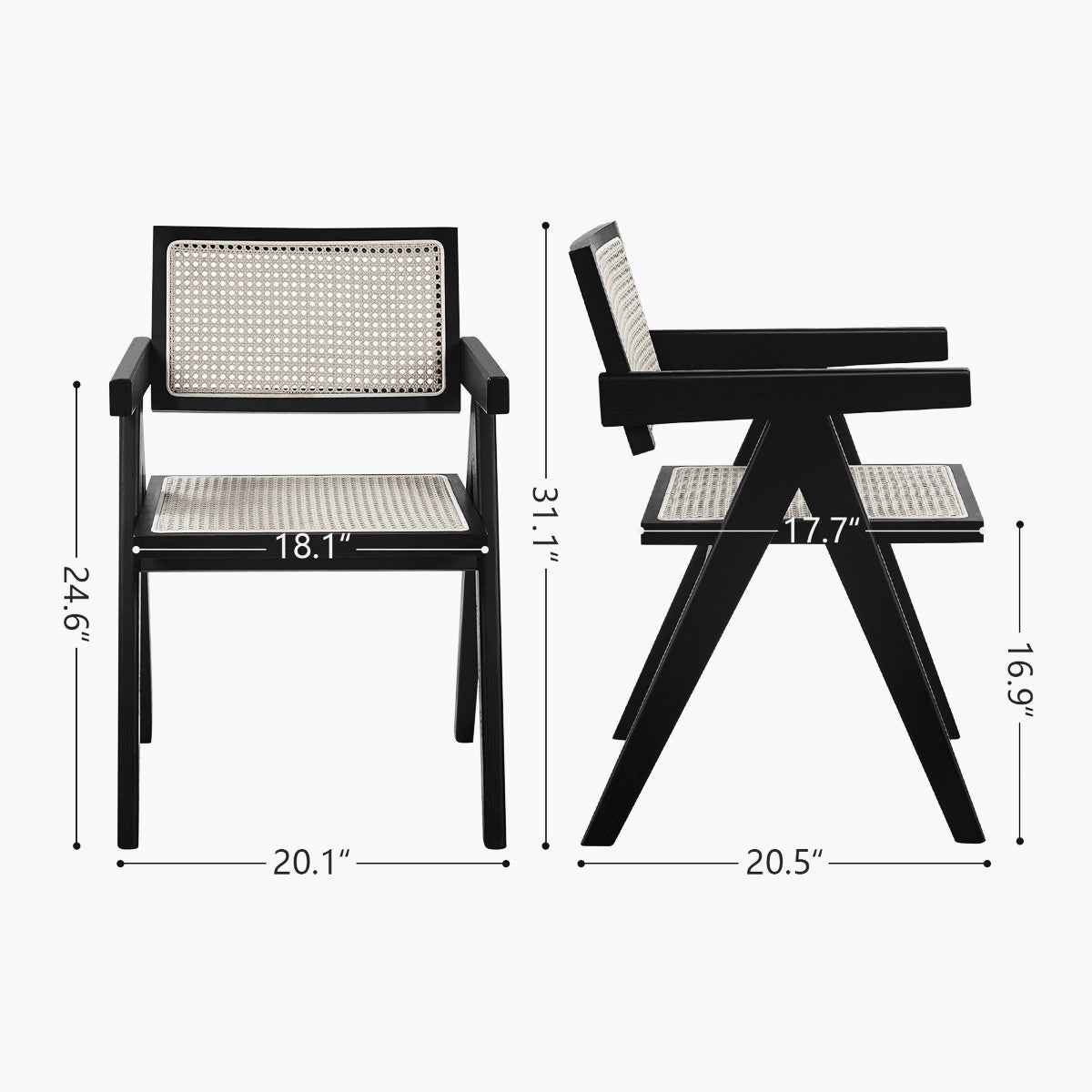 Retro Wooden Rattan Chair Dining Table