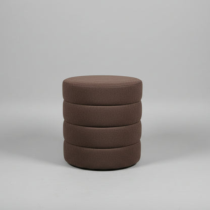 Brown Round Stool Boucle Fabric