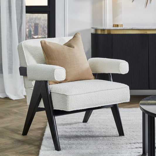 Alexa Wooden Chair Boucle Fabric