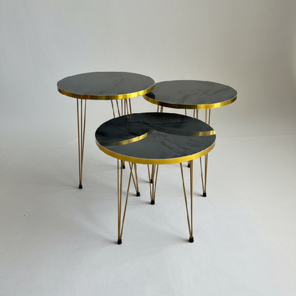 Alda Set Of 3 Nesting Table Grey