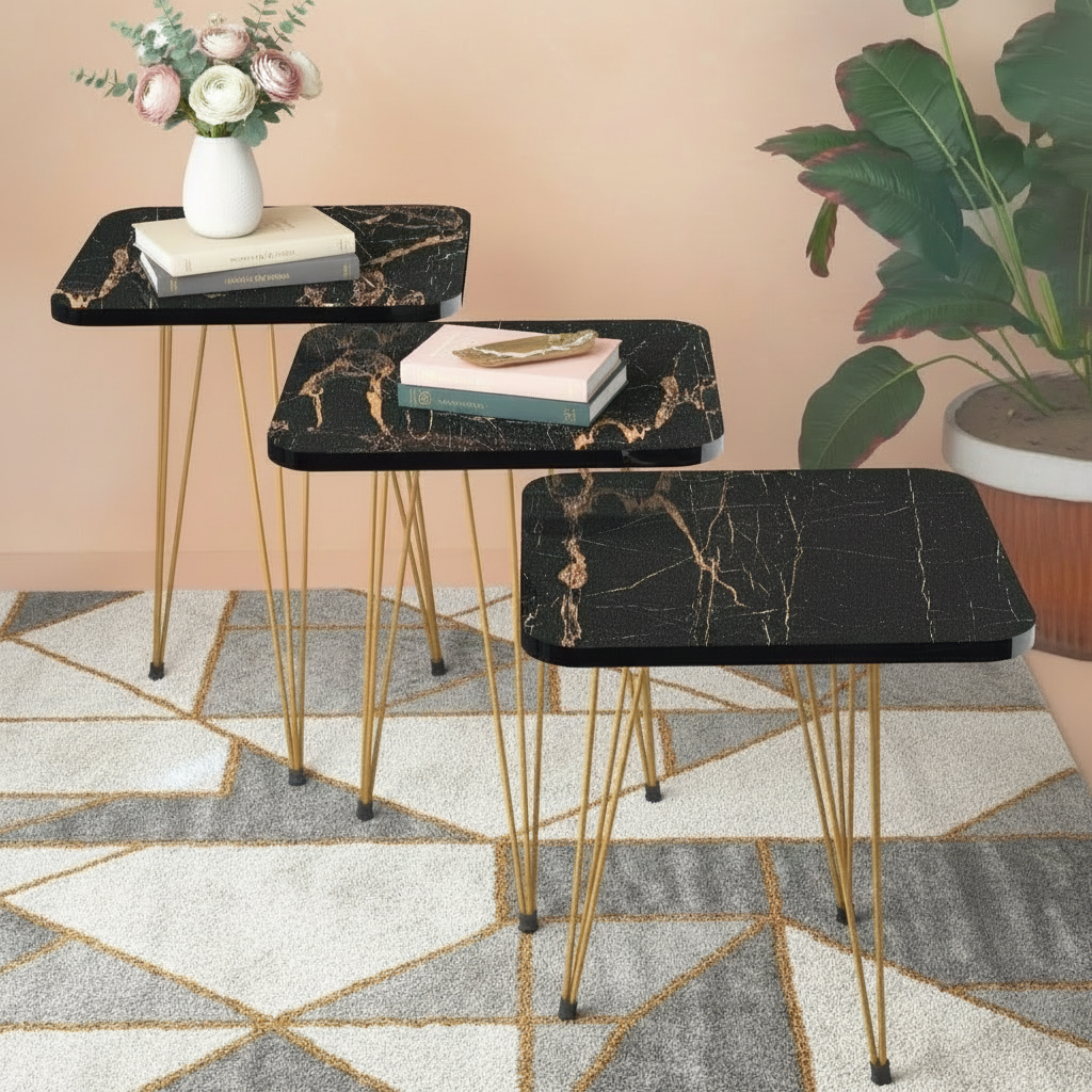 Clio Set Of 3 Nesting Table Black