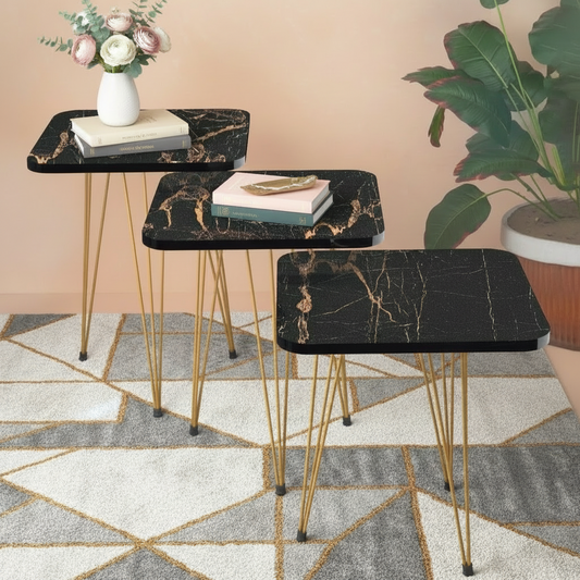 Clio Set Of 3 Nesting Table Black
