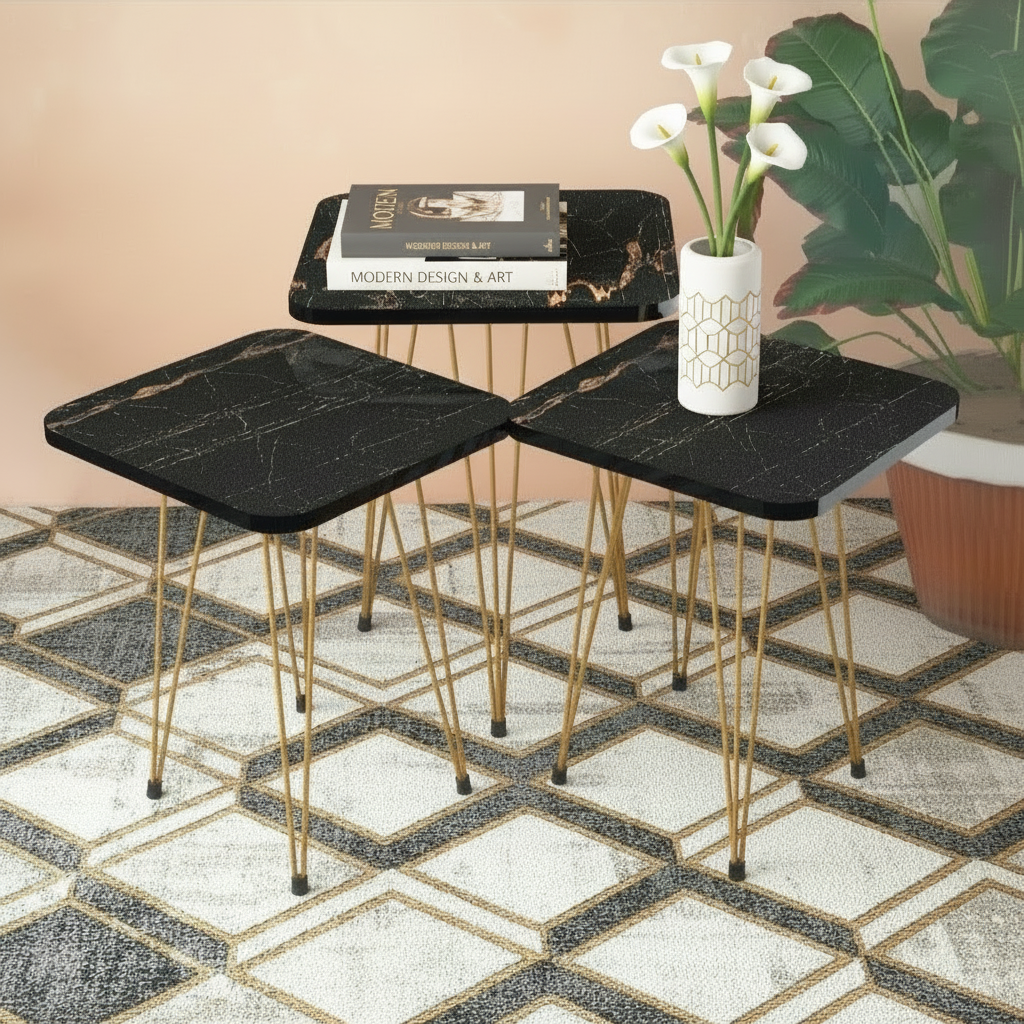 Clio Set Of 3 Nesting Table Black