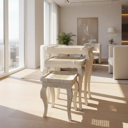 Cane Set Of 3 Nesting Table