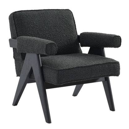 Alexa Wooden Chair Boucle Fabric