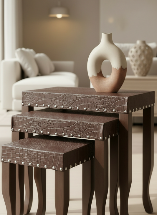 Alee Set Of 3 Nesting Table Brown