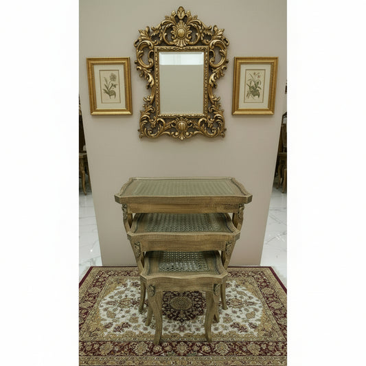 Cane Set Of 3 Nesting Table Brown