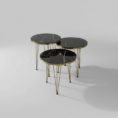 Set of 3 Nesting Table Black