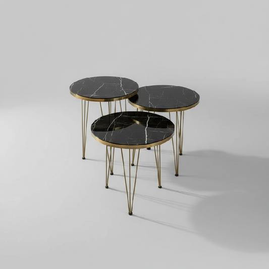 Set of 3 Nesting Table Black