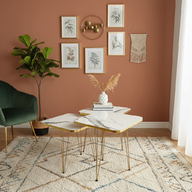 Clio Set Of 3 Nesting Table White