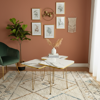 Clio Set Of 3 Nesting Table White