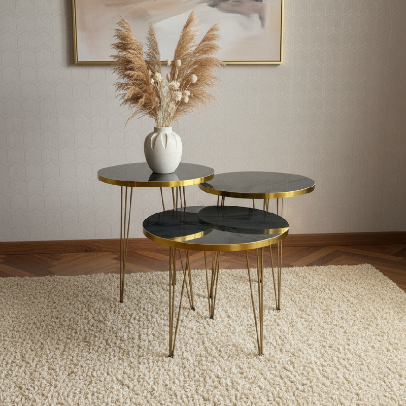 Alda Set Of 3 Nesting Table Grey