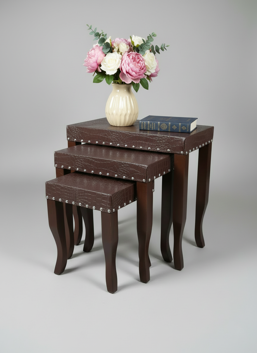 Alee Set Of 3 Nesting Table Brown