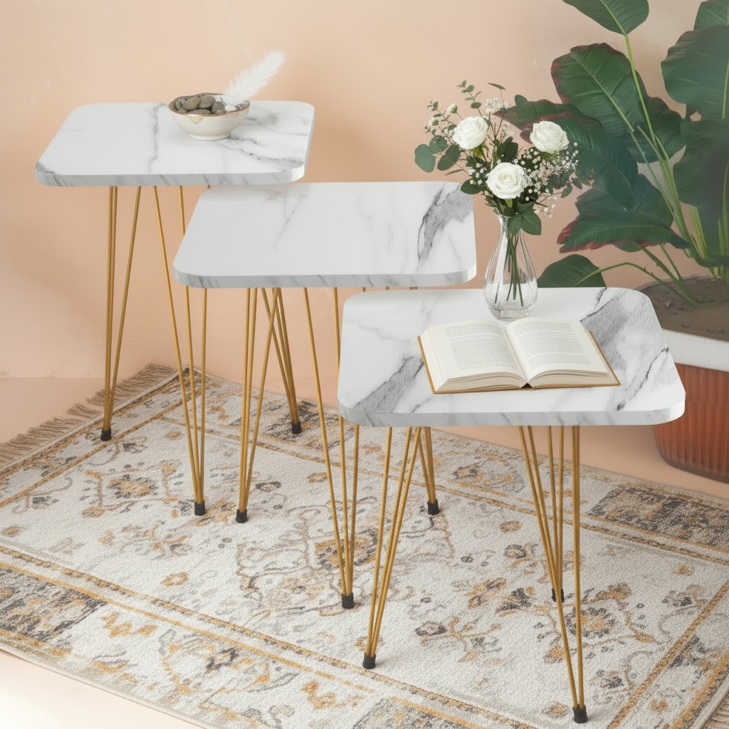 Clio Set Of 3 Nesting Table White