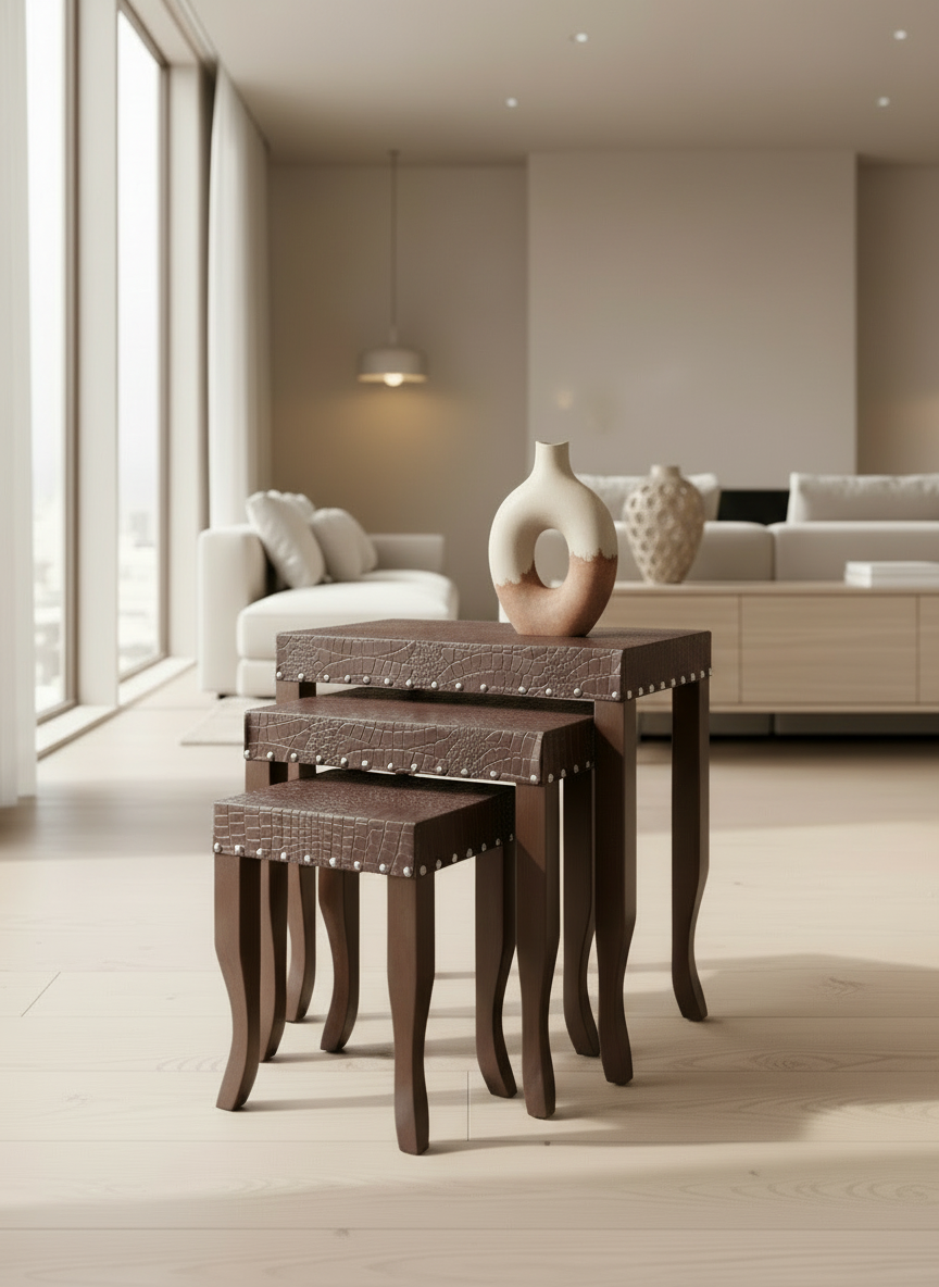 Alee Set Of 3 Nesting Table Brown