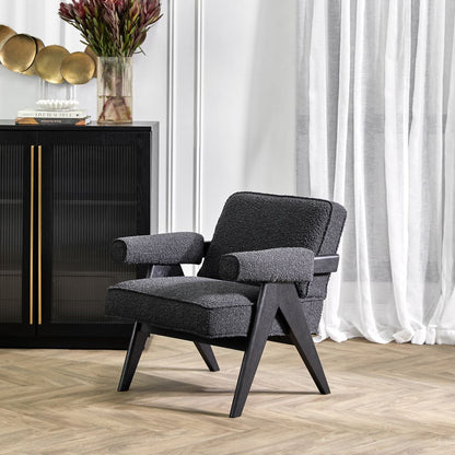 Alexa Wooden Chair Boucle Fabric