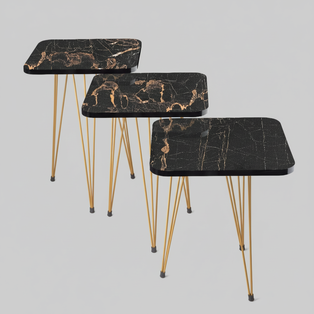 Clio Set Of 3 Nesting Table Black