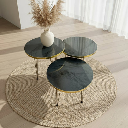 Alda Set Of 3 Nesting Table Grey